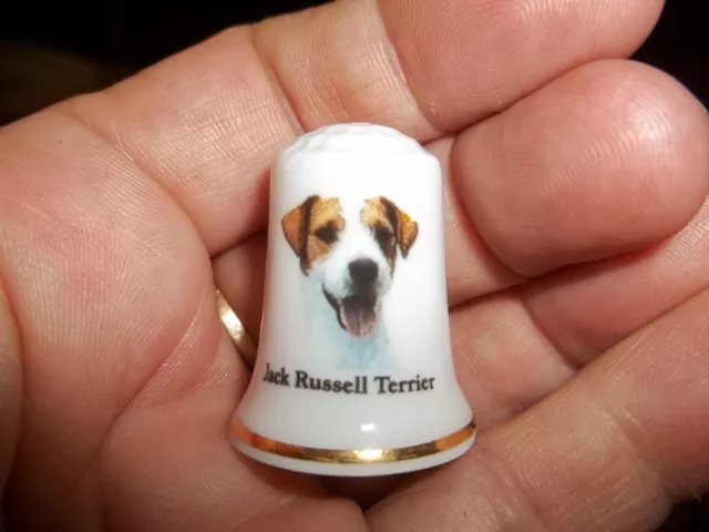 Vintage JACK RUSSELL TERRIER Dog Collectible ceramic Thimble figurine Limited Ed