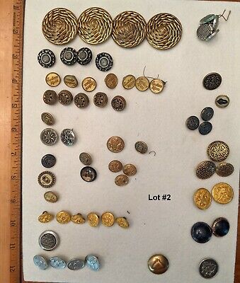 Antique & Vintage Buttons, Mixed Lot, Assorted Colors,  Metal, Collectible