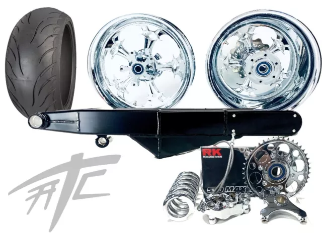 240 Fat Tire Kit Chrome Street Fighter Wheels Black Arm 06-07 Suzuki Gsxr600750
