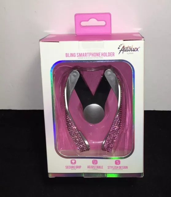 Autolux iWORLD Smartphone BLING CAR MOUNT PHONE HOLDER Pink Rhinestones NIB