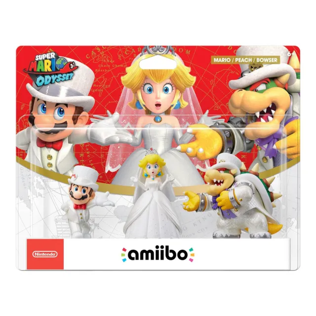 Mario, Peach, Bowser Wedding 3 Pack - Super Mario Odyssey - Nintendo Amiibo