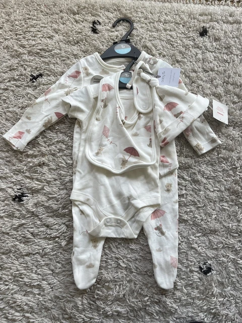 TU Sainsburys neonata set di avviamento tu body tuta da pigiama cappello 0-3 mesi