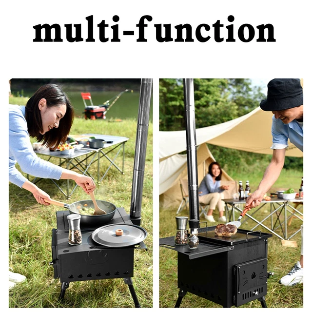 Poêle à bois portable, cuisinière à dos en acier inoxydable, pliable et Poêle à bois portable, cuisinière à dos en acier inoxydable, pliable et