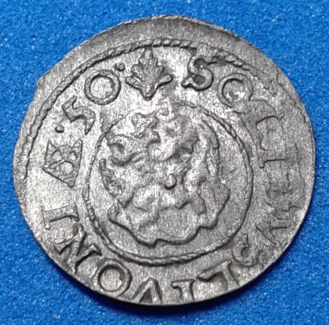 1 Solidus - Christina  1650 Swedish Livonia. Billon Coin.