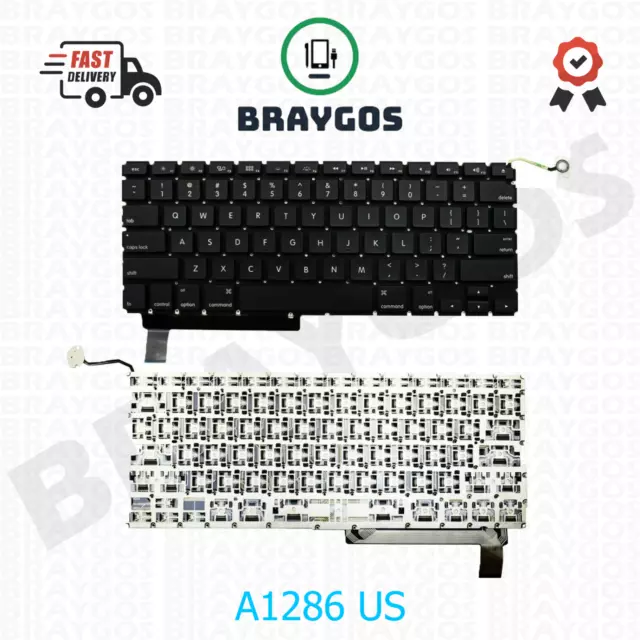 For Apple MacBook Pro 15" A1286 2009-2012 US Layout Laptop Keyboard Replacement