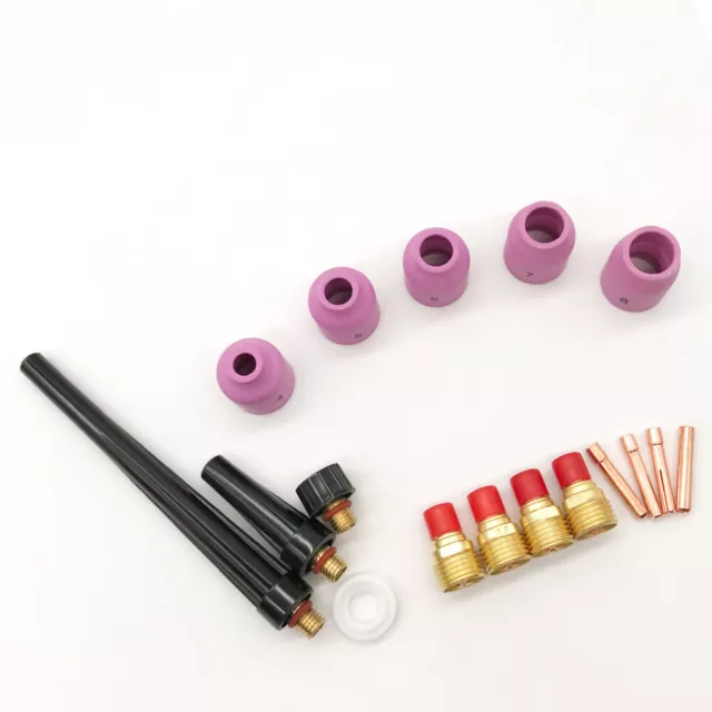 17Pcs TIG Gas Lens Collet Body Assorted Size Kit Fit SR WP9 20 25 TIG Welding