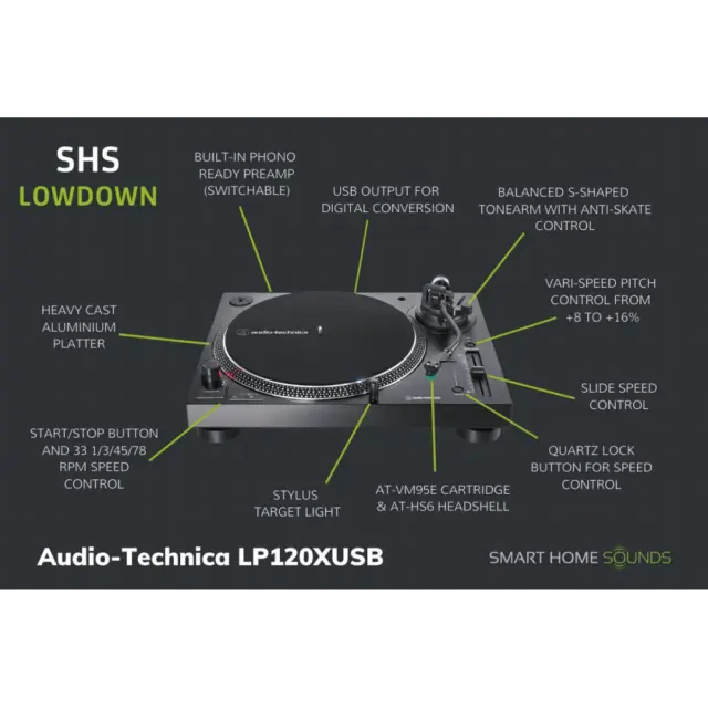 Audio Technica manueller Direktantrieb Plattenspieler (Analog & USB) 3