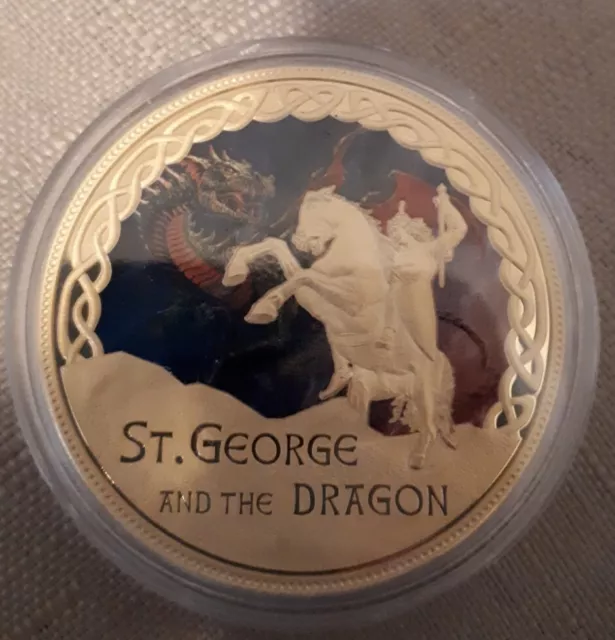 St George and Dragon Myths & Legends Gold-plated Medallion + Swarovski Crystal