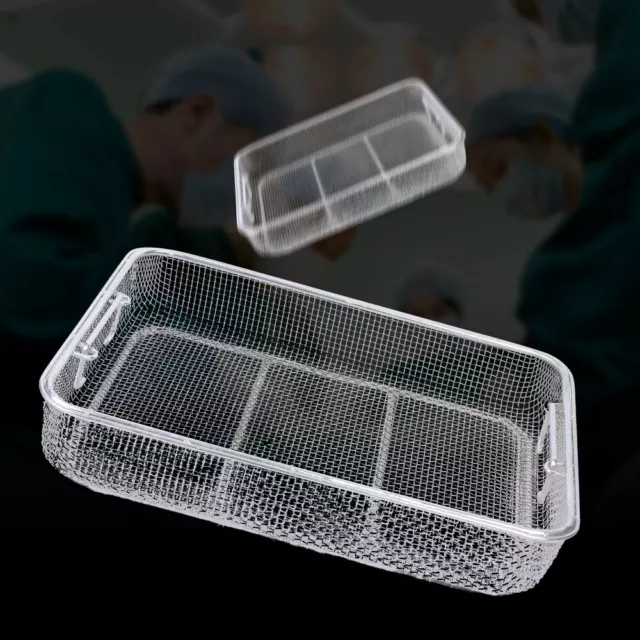 Stainless Steel Sterilization Basket Surgical Instrument Mesh Tray 40*30*7cm NEW