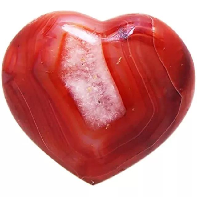 Heart Shaped Carnelian Red Agate Crystal Healing Root Chakra Polished Palm Stone