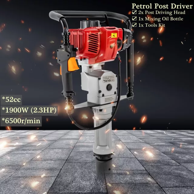 52CC Gas-Powered T Post Driver 2-Stroke Gasoline Pile Driver Fence Hammer 2.3HP