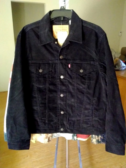 Levi's Black Vintage Relaxed Fit Corduroy Trucker Jacket Men's Size Medium
