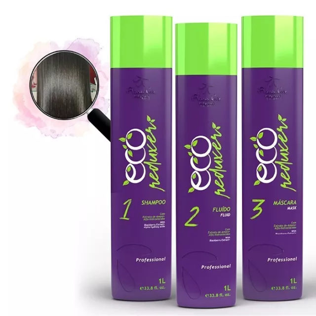 Floractive Eco Reduxer Keratin Treatment Kit|Shampoo, Fluid and Mask 3x1L/33.8Oz