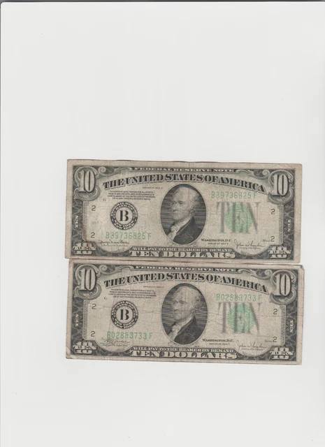 2-1934-C&D $10 Ten Dollars Frn Federal Reserve Note New York, Ny