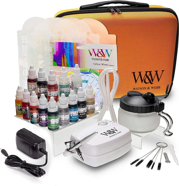 Watson & Webb kit decorazione torte aerografo più 13 colori, stencil e
