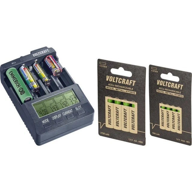 VOLTCRAFT IPC-3 + HR03 SE + HR6 SE Chargeur de piles rondes Li-ion, NiCd, NiMH