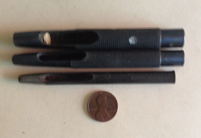 VINTAGE LEATHER PUNCH LOT of 3. One WM JOHNSON.