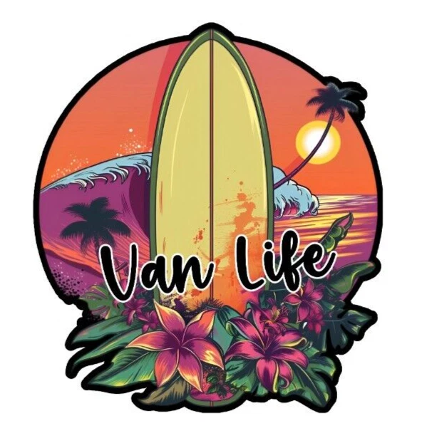 Surfer Autoaufkleber Sunset Van Life Aufkleber 120mm – Surfer Design Für Campervan, Auto & Fenster Led Sticker
