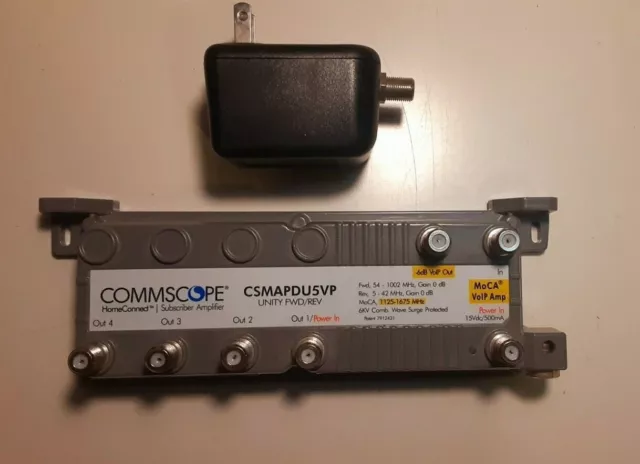 HomeConnect Commscope CSAPDU5VPI Passive VoIP 5 Way Amplifier with Power Adapter