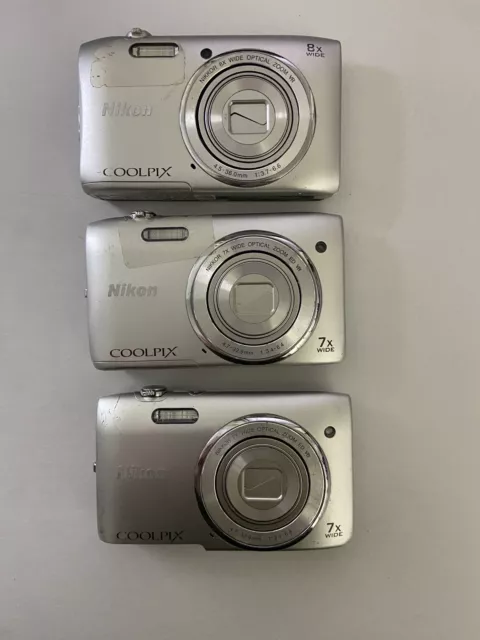 Lot of 3 Nikon Digital Cameras Coolpix for parts only Not Working  Sold as is