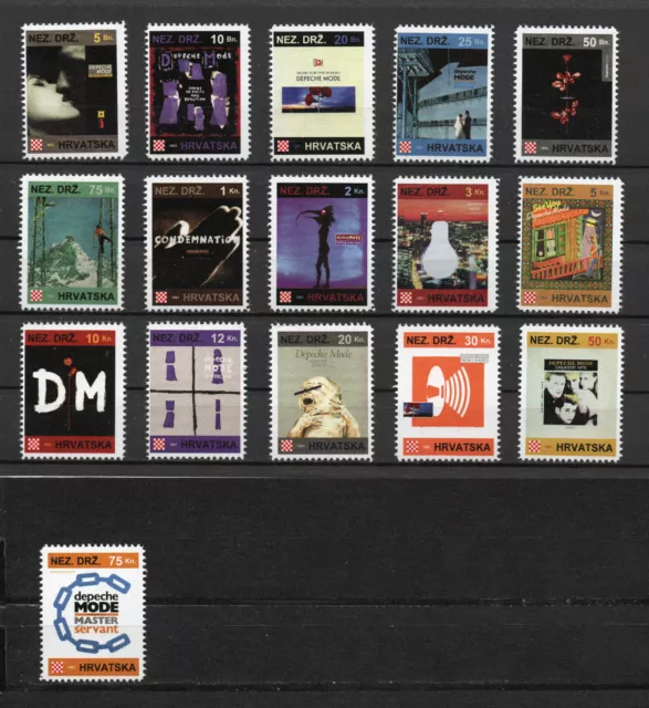 Depeche Mode 3/3 - ganzer Briefmarken-Satz, 16 Marken, Kroatien, Exil, 1993