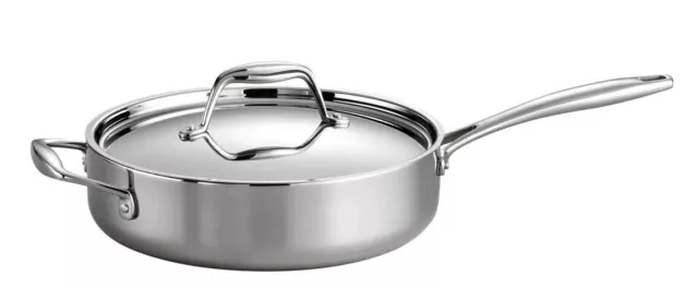 Tramontina Gourmet 3 Qt Tri-Ply Clad Stainless Steel Covered Deep Saute Pan NEW