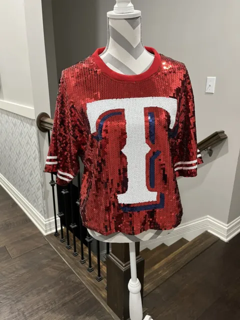 🎉NWT Texas Rangers Sequin Cropped shirt, One Size Fits Most