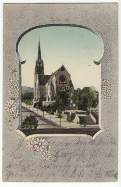 Stuttgart, West Pauluskirche Rahmenkarte leichte Mängel AK 1903