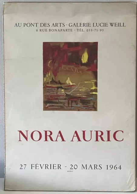 Nora Auric Vintage Exhibition Lithograph Poster 1964 French Modern Abstract