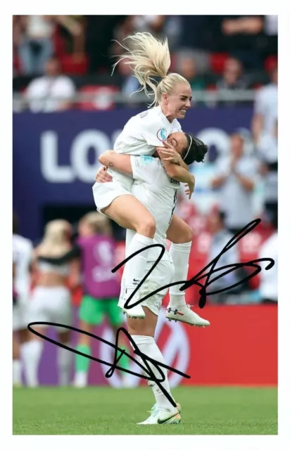 Lucy Bronze & Alex Greenwood - England Lionesses Autograph Signed Photo Poster