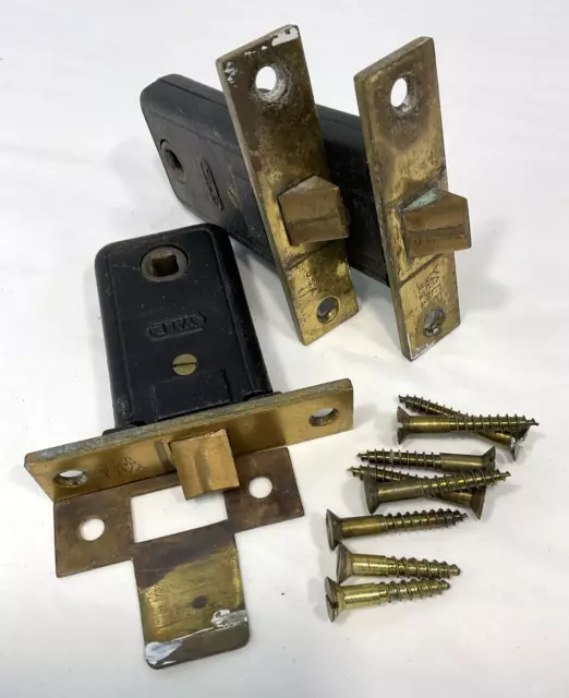 Antique Brass Door Hardware Passage Mortise Lock Box Lot: YALE, Made in U.S.A.
