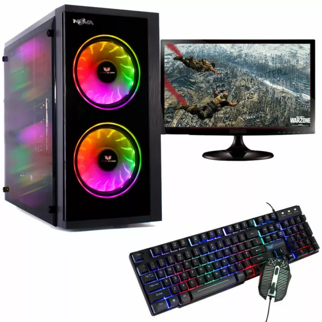 Fast Gaming PC Computer Bundle Intel Quad Core i5 8GB 1TB Windows 10 2GB GT710