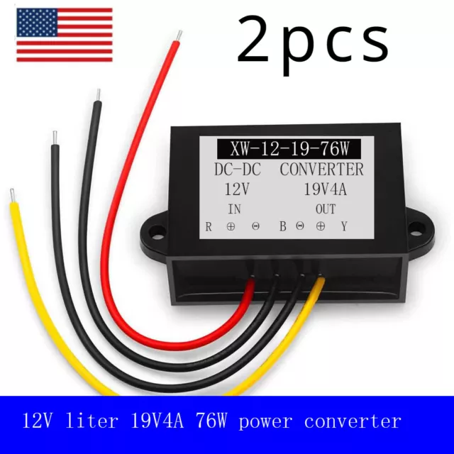 2PACK DC12V Step Up To DC 19V Voltage 4A 76W Power Supply Converter Regulators