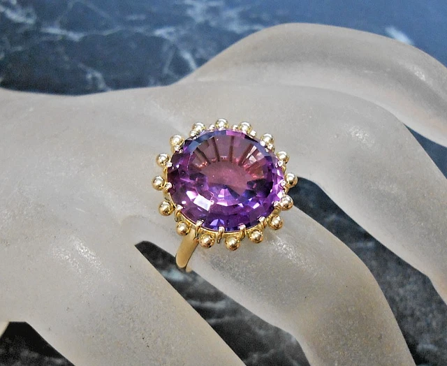 Bague Or 18 Carats Fleur Améthyste Et Rhodiolites - Taille 54 - Valeur 250€ - Neuf Sans Boîte