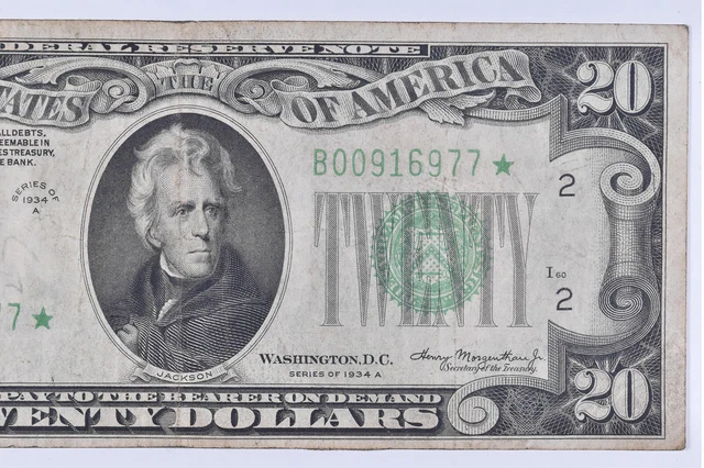 * Error Replacement Note 1934-A 20 FRN Green Seal - STAR Legal Tender *303