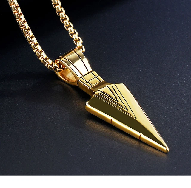 Arrowhead Stainless Steel Pendant Necklace for Mens Boys Cool Spearpoint Arrowhe
