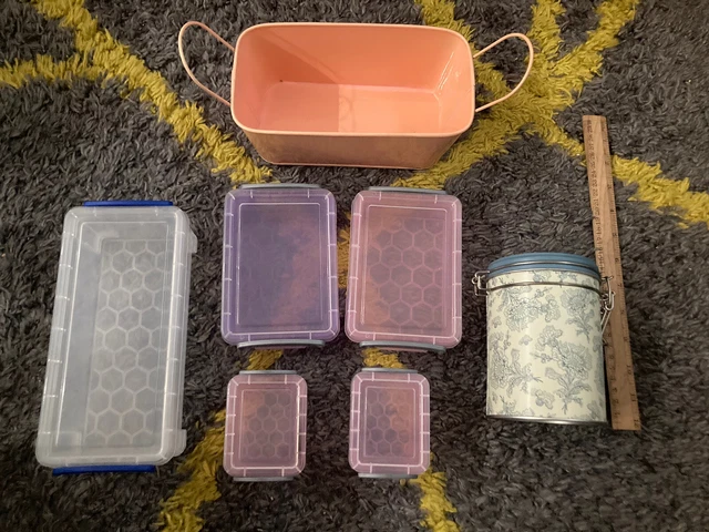 Craft Room Storage Bundle. Mixed Joblot. Plastic And Metal Storage Jars Boxes