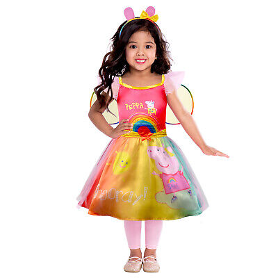 Childs Peppa Pig Rainbow Fairy Fancy Dress Costume Book Day Kids Girls Princess