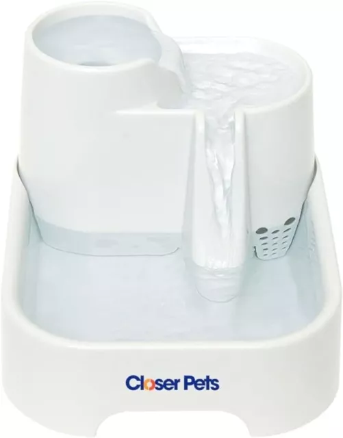 Closer Pets 2L Drinking Water Fountain Cat Fountain for Cats and Small Dogs