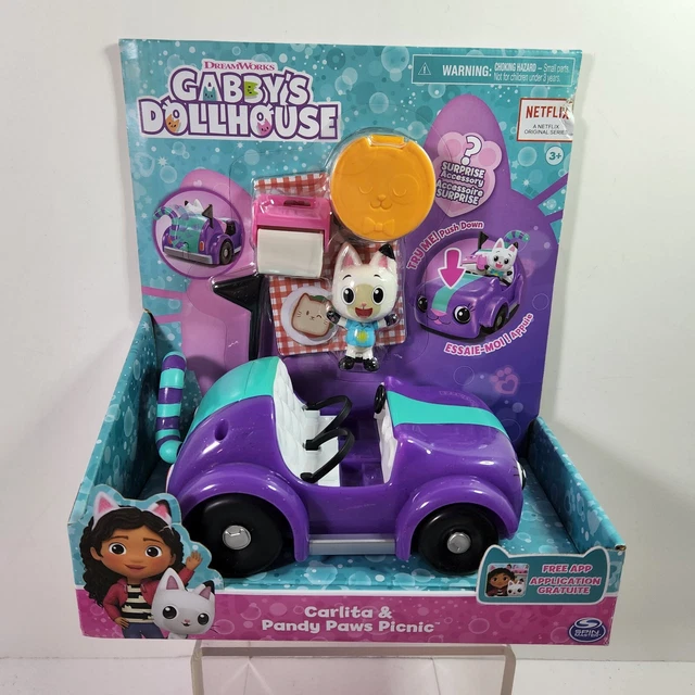 GABBY'S DOLLHOUSE CARLITA & PANDY PAWS PICNIC Playset PURPLE CAR 2