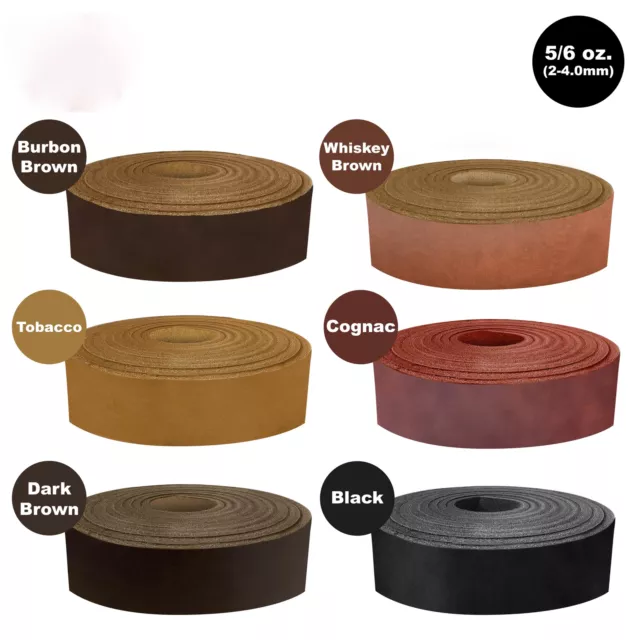 ELW 5-6 oz (2-2.4mm) Straps, Belts, Strips 40" to 60" Length Full Grain Leather