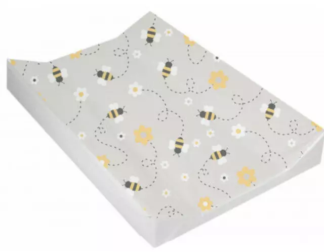 Deluxe Baby Changing Mat Luxury Padded Base With Raised Sides in Grey Bee Design