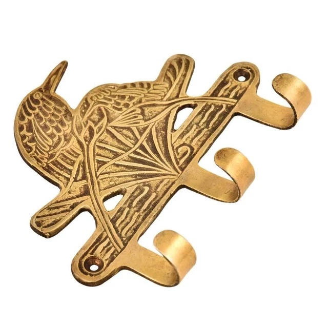 Brass Antique Wall Hooks Coat Hanger Key Holder Hook Birds Vintage Hanging FS