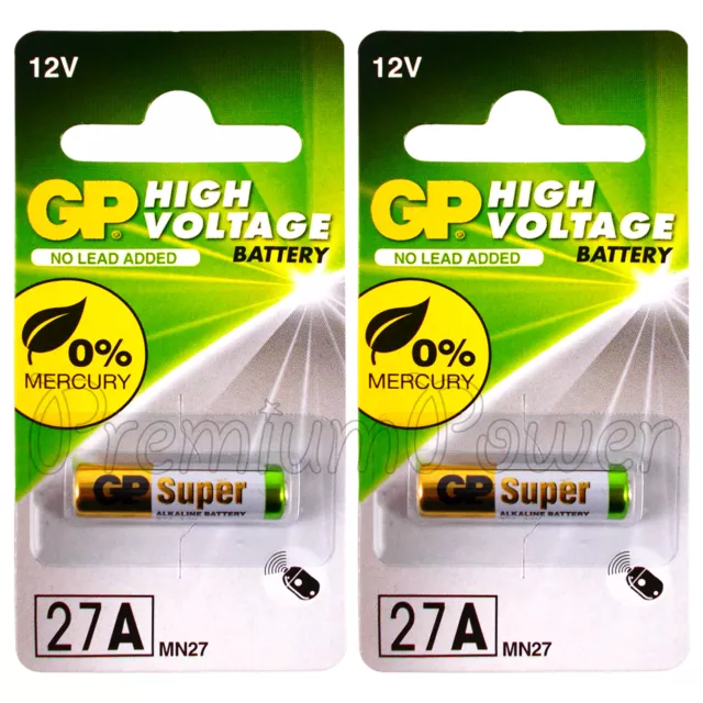 Piles rechargable pour télécommande de porte de garage/portail, piles  Alcalines GP27 A GP 27 A - Lot de 2