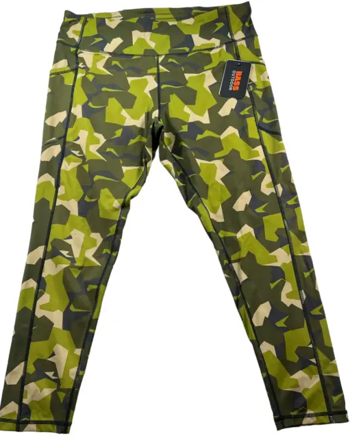 Bass Outdoor Workout Pants Womens size XL Green Camouflage Ankle Length New