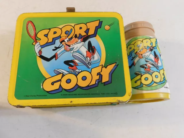 Walt Disney Sport Goofy Metal Lunch Box & Thermos Aladdin Lunch Box & Thermos