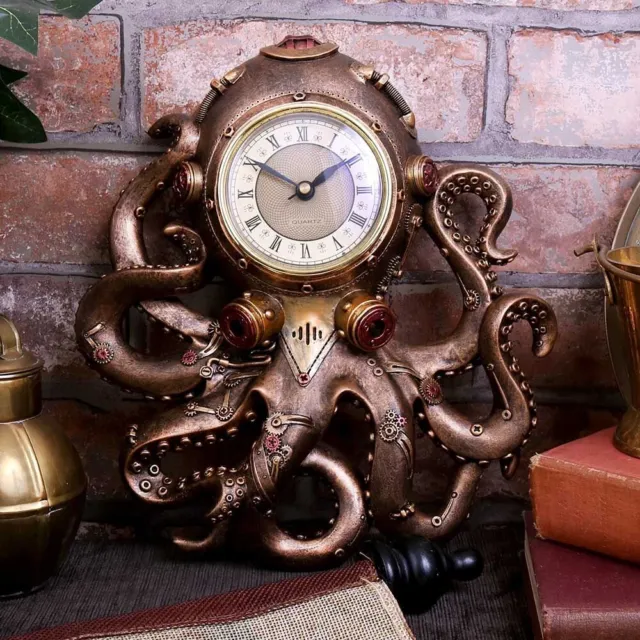 Steampunk Octopus Wall Clock Ornament Nemesis Now New & Boxed 26cm