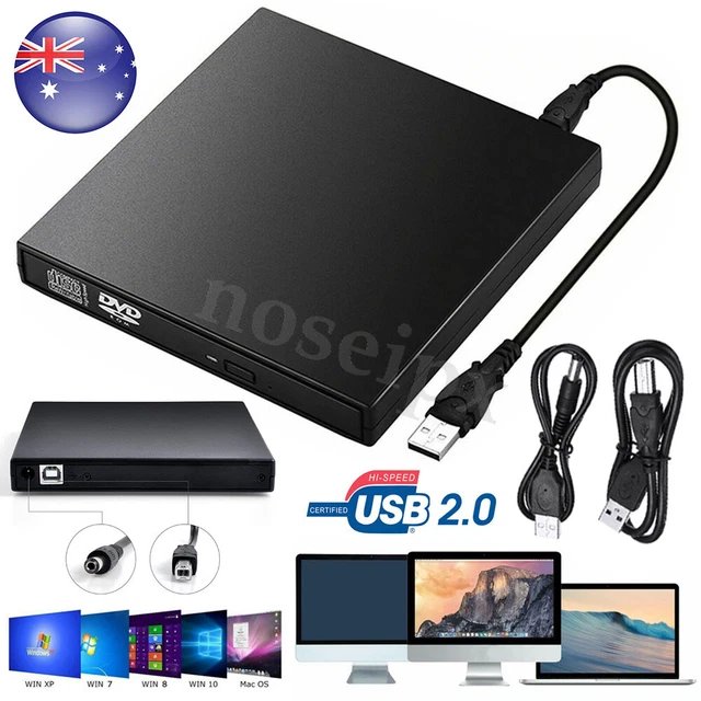 USB External CD RW DVD ROM Writer Burner Player Drive For PC Laptop Mac Windows