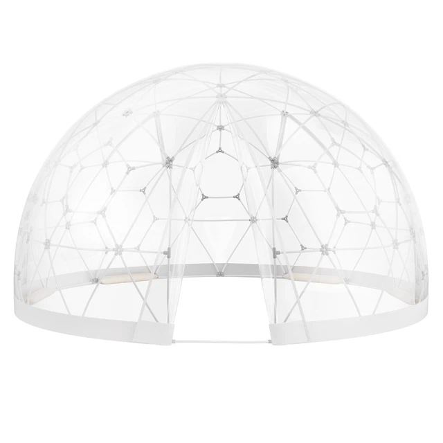Parapluie Transparent Bulle Motif Feuilles - Dôme Large 119 Cm - 8 Baleines Fibre De Verre - Anti-vent