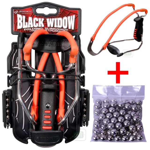 RED Barnett BLACK WIDOW Powerful  Slingshot Catapult + 100 x .38 BB Ammo